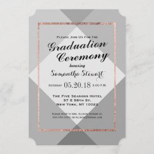 Rose Gold Gray Geo Graduation Ceremony Invitations
