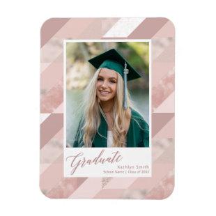 Rose Gold Marble Modern Graduation Girl Photo Magnet