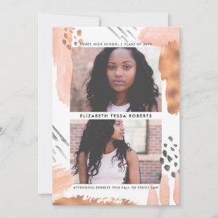 Rose Gold n Blush Abstract Graduation Announcement