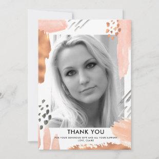 Rose Gold n Blush Abstract Graduation Thank You Announcement