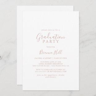 Rose Gold Simple Minimalist Graduation Party  Invitation