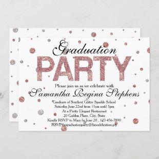 Rose Gold Sparkle Confetti Graduation Party Invitation