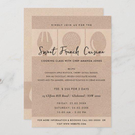 ROSE GOLD SPOON FORK COOKERY CLASS INVITE TEMPLATE