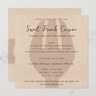 ROSE GOLD SPOON FORK COOKING CLASS INVITE TEMPLATE