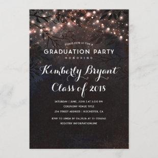 Rose Gold String Lights Graduation Party Invitation