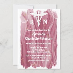 Rose Gold Watercolor  Nurse Graduation Party  Invitation