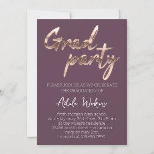 Rose Graduation Party Script Grad Purple Invitation
