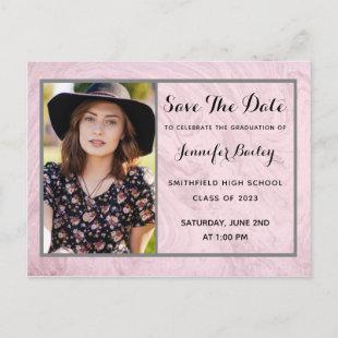 Rose Marble Graduation Photo Save The Date Postcard