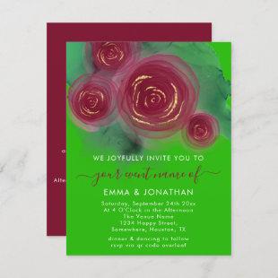 Roses Floral QR Code Emerald Green Marsala Pink