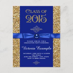 Royal Blue and Gold Graduation Announcements
