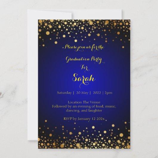 Royal Blue and Gold  Graduation  Party Invite
