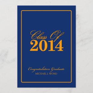 Royal Blue and Orange Class of 2014 Invitation