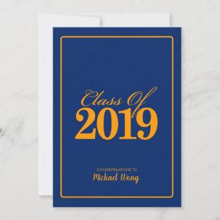 Royal Blue and Orange Class of 2019 Invitation