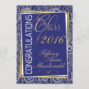 Royal Blue and Yellow 2016 Graduation Invitation
