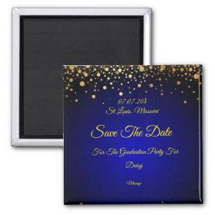 Royal Blue Gold Graduation Save The Date Magnet