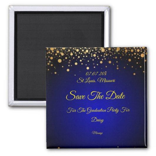 Royal Blue Gold Graduation Save The Date Magnet