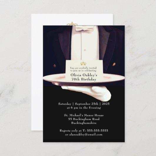 Royal Butler Silver Platter Birthday Party Invitation