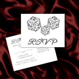 RPG Black Dice | Tabletop Fantasy Gamer Meal RSVP Invitation Postcard