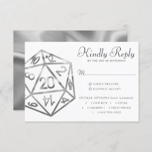 RPG Silver Dice | Fantasy Roleplayer Entree Choice RSVP Card