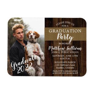 Rugged Woodsy Photo Graduation Party Magnet