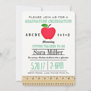 Ruler & Apple Teacher Graduation Invitation