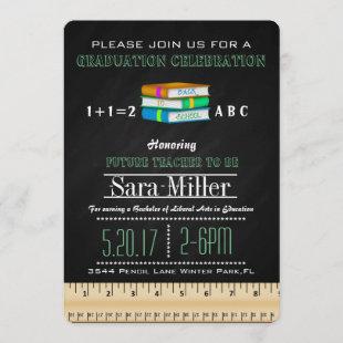 Ruler & Book Teacher Graduation Invitation