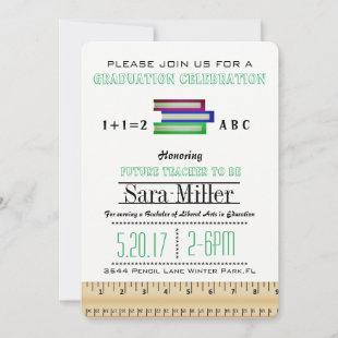 Ruler & Books Teacher Graduation Invitation