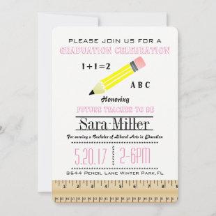 Ruler & Pencil Teacher Graduation Invitation