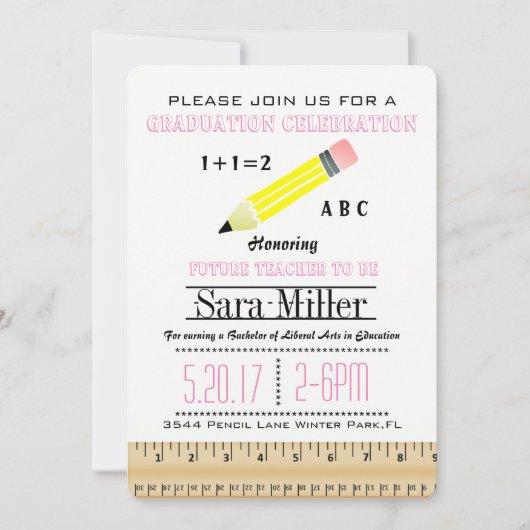 Ruler & Pencil Teacher Graduation Invitation