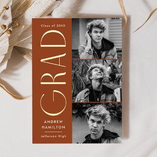 Rust and Gold 3 Photo Graduation Announcement