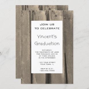 Rustic Barn Wood Graduation Party Invitation