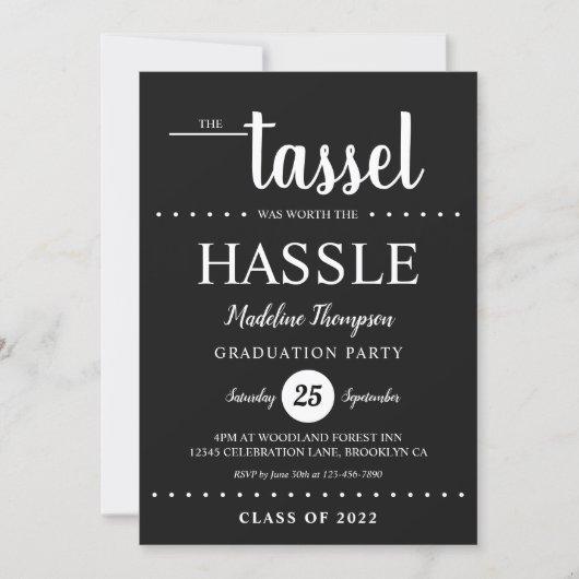 Rustic Black Tassel Script Graduation Party Invitation