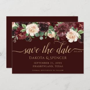 Rustic Bloom | Terracotta and Marsala Red Floral Save The Date