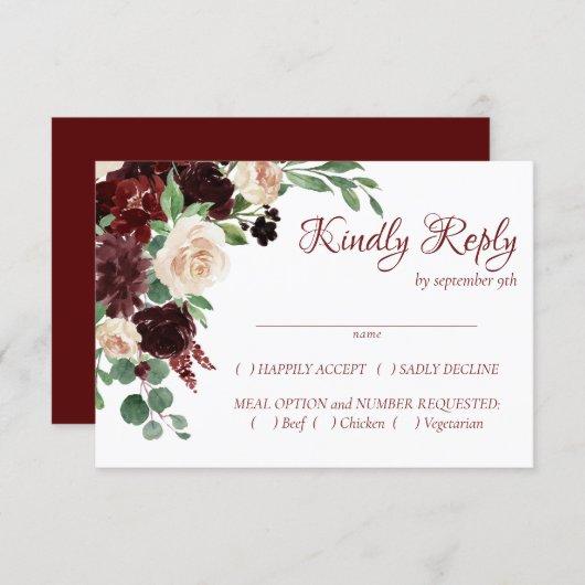 Rustic Blooms | Terracotta and Marsala Red Entree RSVP Card