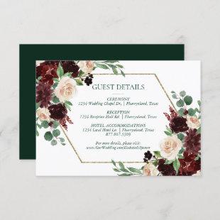Rustic Blooms | Terracotta and Marsala Red Floral Enclosure Card