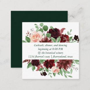 Rustic Blooms | Terracotta Marsala Red Reception Enclosure Card