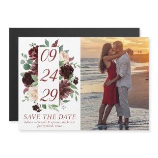 Rustic Blooms | Terracotta Marsala Save the Date Magnetic Invitation