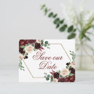 Rustic Blooms | Terracotta Marsala Save the Date Postcard