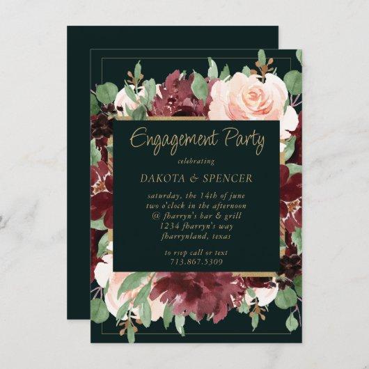 Rustic Blossoms | Terra Cotta Red Engagement Party Invitation