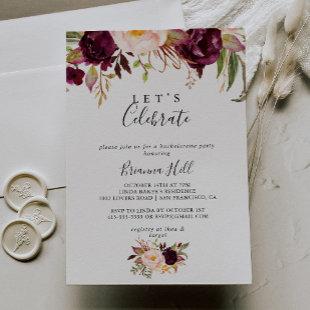 Rustic Boho Colorful Floral Let's Celebrate Party Invitation