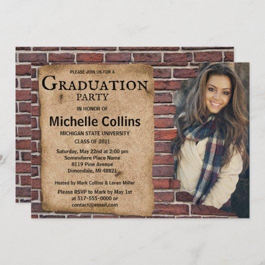 Rustic Brick Graduation Invitation