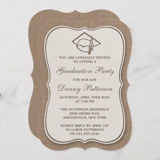 Rustic Burlap Graduation Party Invitations