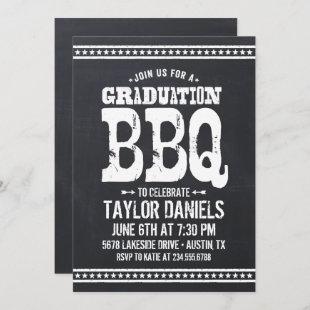 Rustic Chalkboard Graduation Party BBQ Invitation
