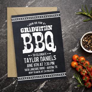 Rustic Chalkboard Graduation Party BBQ Invitation