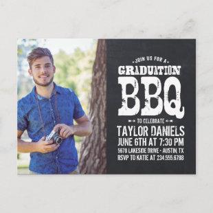 Rustic Chalkboard Graduation Photo BBQ Invitation