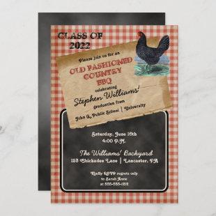 Rustic Chicken Cookout BBQ Graduation Party Invitation