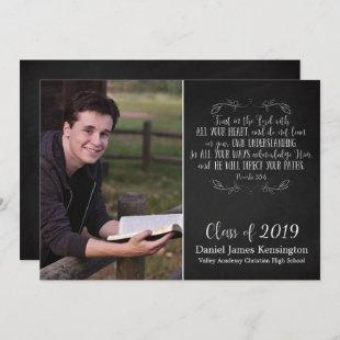 Rustic Christian Bible Verse Graduation Photo Invitation