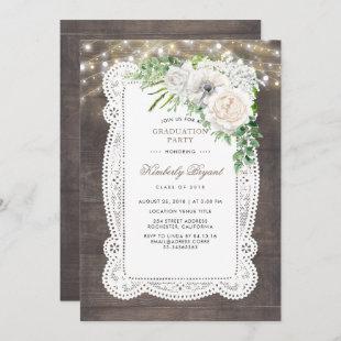 Rustic Country Chic Floral Graduation Party Invitation