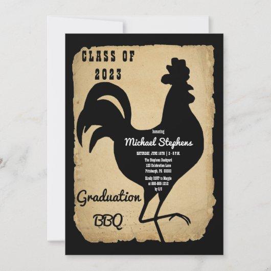 Rustic Country Chicken Graduation Party BBQ Invitation