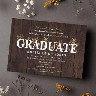 Rustic Country Gold Leaf Graduation Party  Invitation